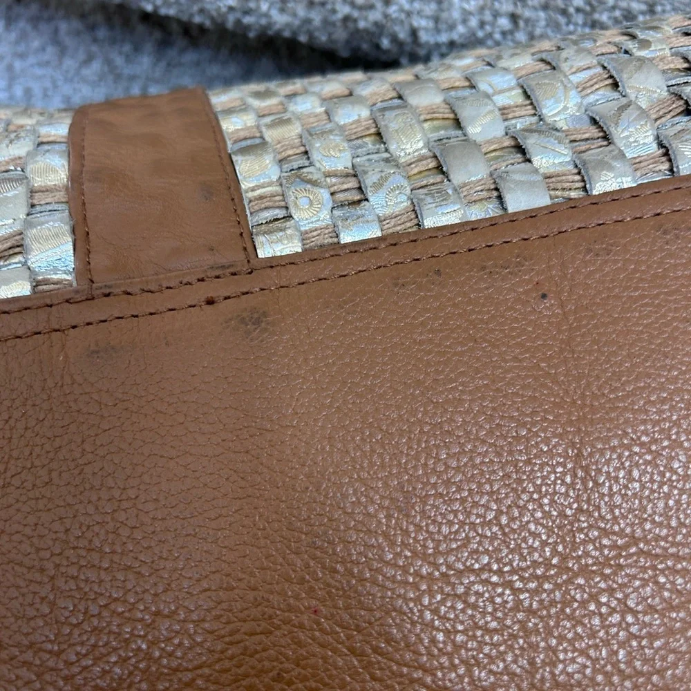 S. S. Leathers woven leather duffle bag. Metallic. Gorgeous twist on classic. - Picture 8 of 16